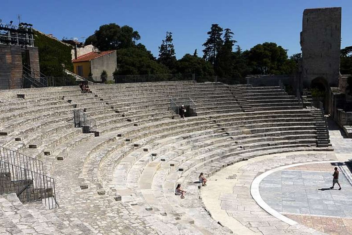 an image of stone seating area in an amphitheatre