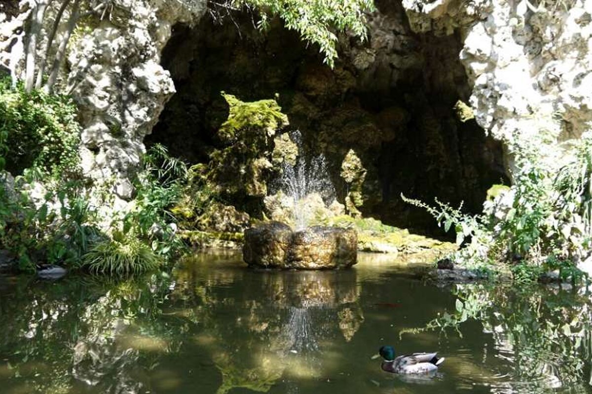 photo of a pond and fountain