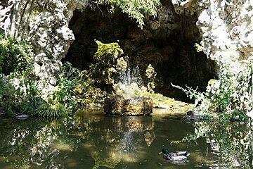 photo of a pond and fountain