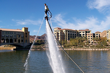 flyboard user on coast of france
