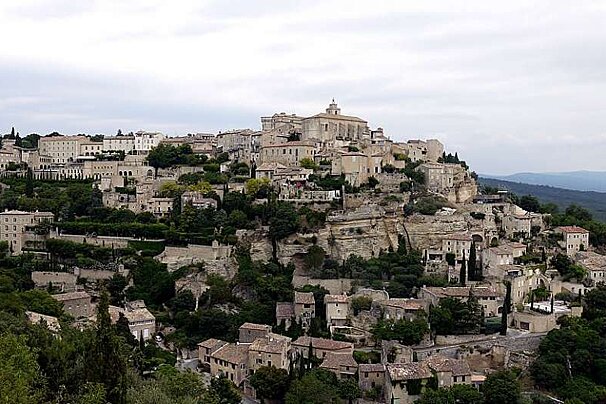 a photo of a medieval hilltop village
