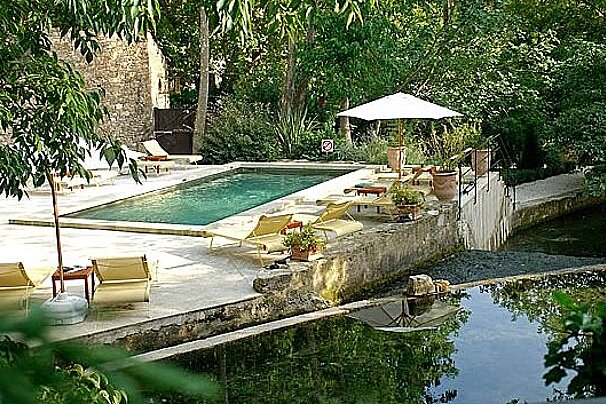a photo of a swimming pool and river