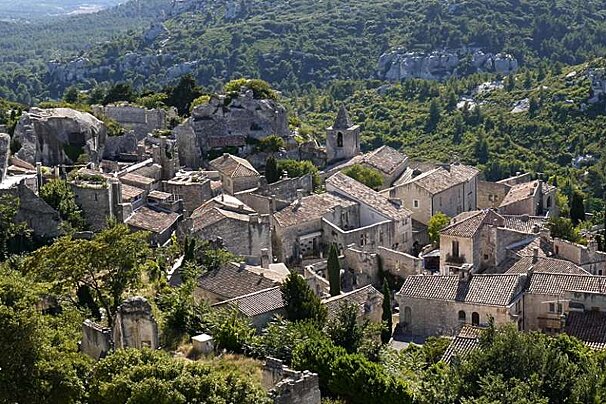 a photo of a village from above