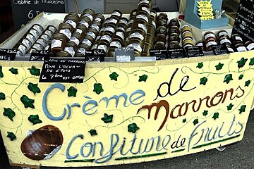 a stall of chestnut products