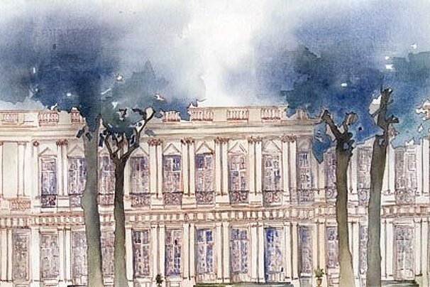 watercolour of building