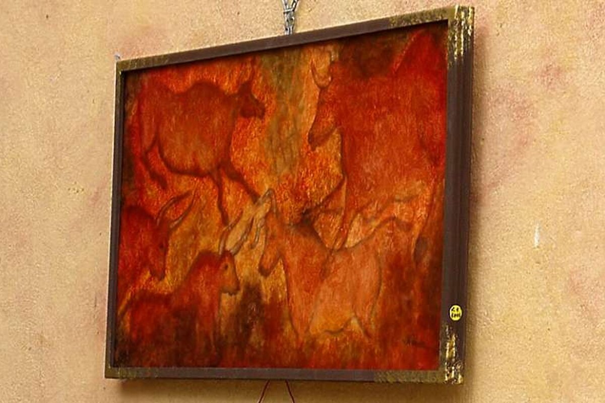 a photo of red ochre painting