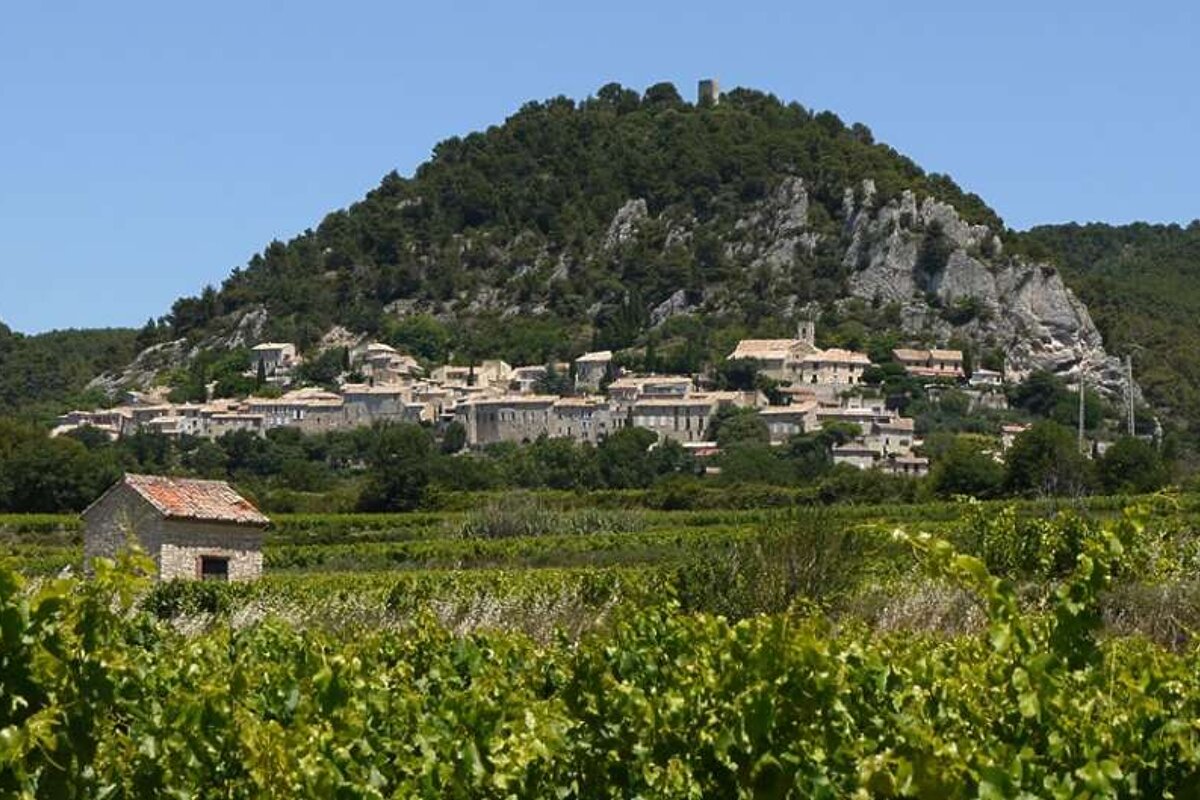 a photo of a hilltop village