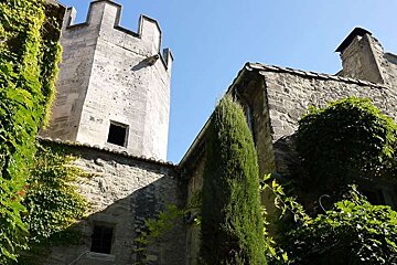 photo of stone buildings and a turret