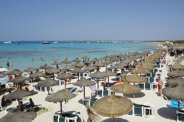 Phot of parasols on es Trenc beach