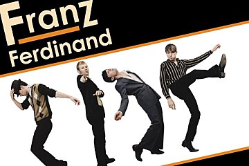 A poster for franz ferdinand shows four men dancing