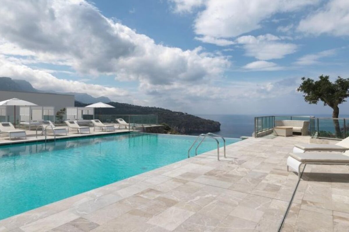an image of an infinity pool with a tree at one end