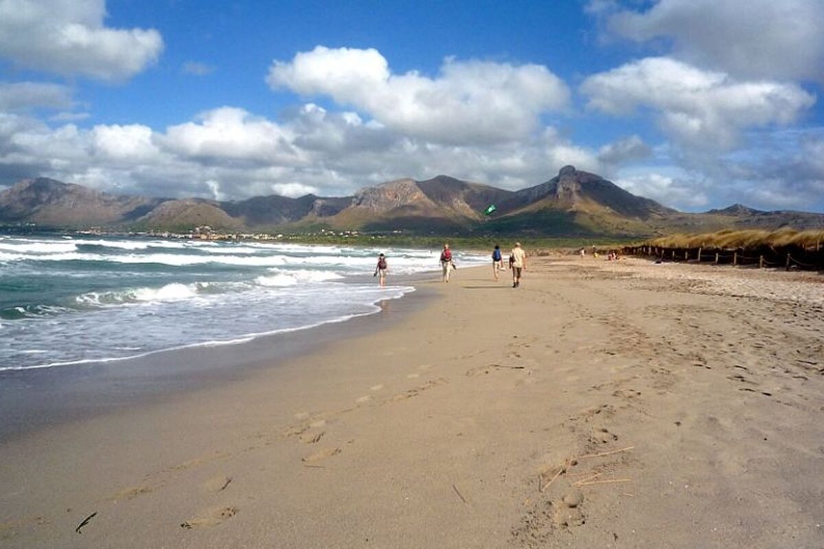 photo of a beach and hills