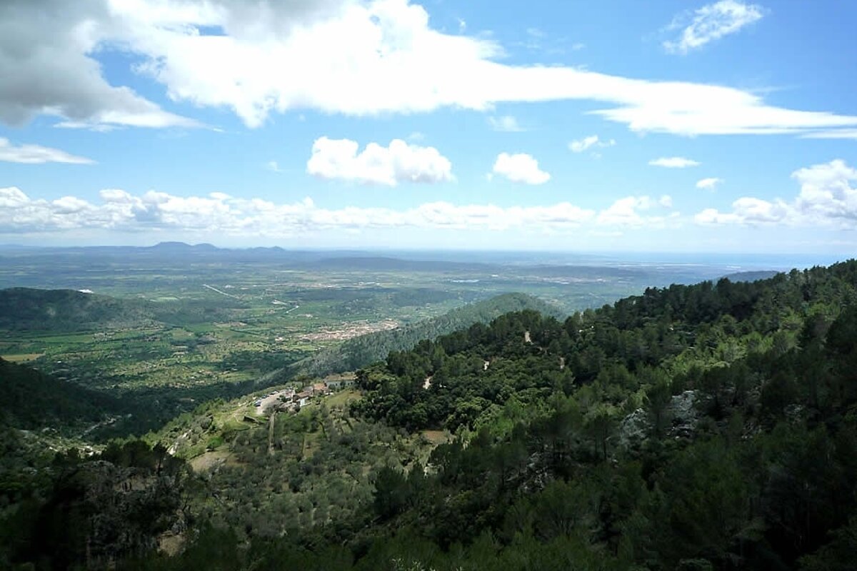 a photo of the view to Palma from alaro castle majorca