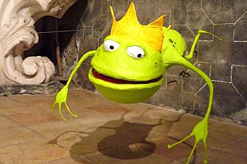 a photo of a papier mache frog