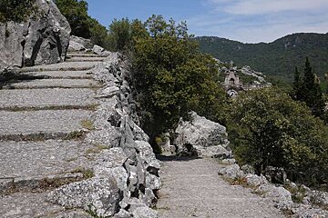 a photo of paved steps in majorcan countryside