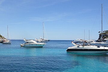 boats in very blue water
