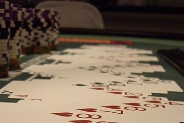 Cards on poker table at the Casino de Mallorca
