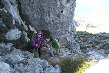 a photo of two hikers in majorca