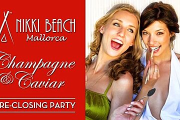 Nikki Beach champagne and caviar party poster