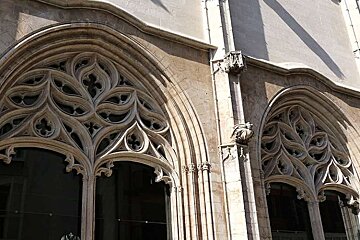 a photo of two ornate windows