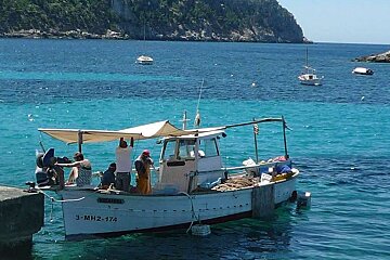 a boat in the blue sea of majorca