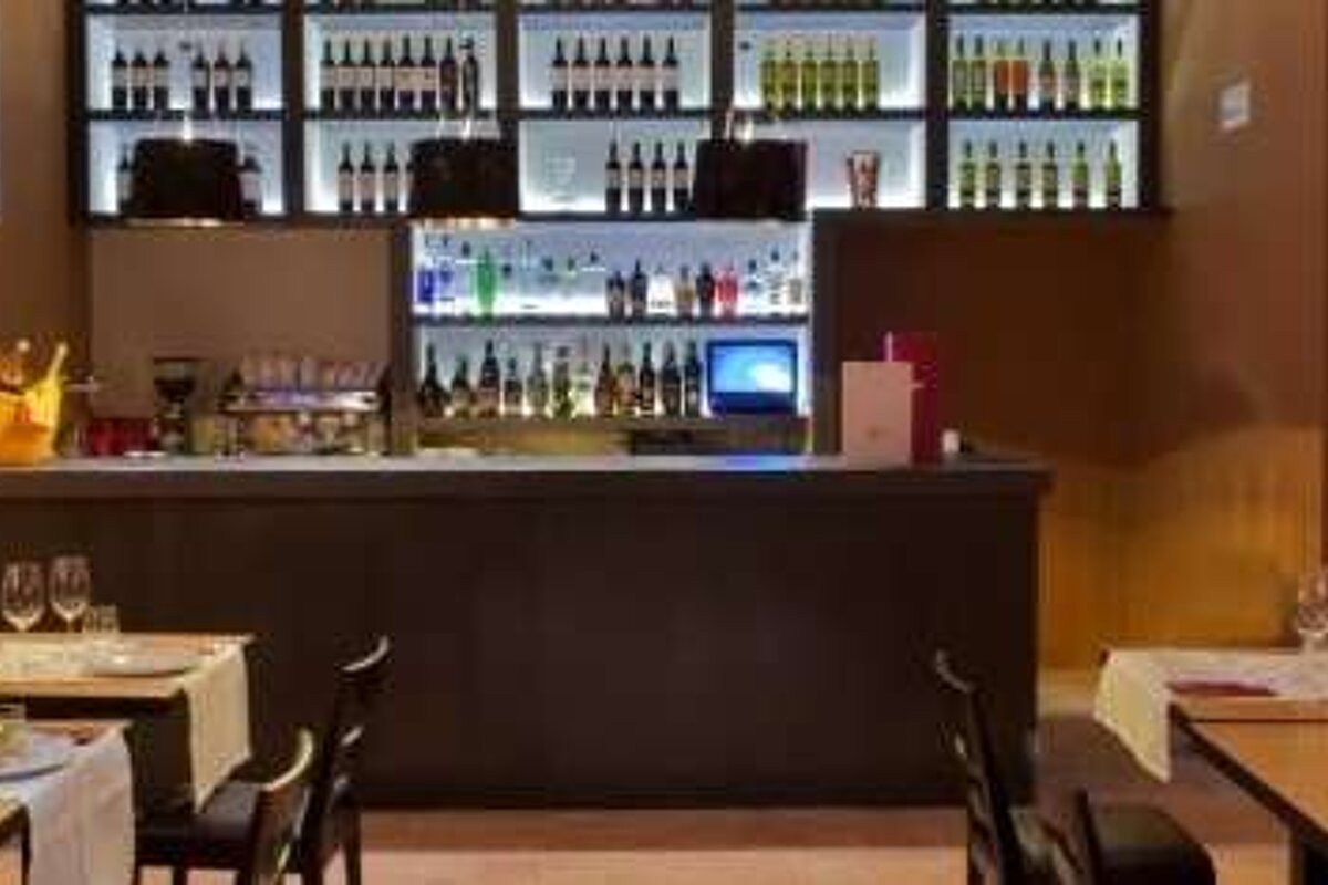 a photo of a bar area