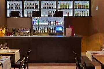 a photo of a bar area