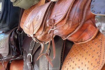 a photo of leather bags at Inca market mallorca majorca