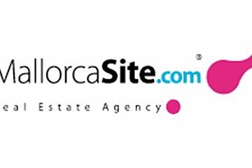 an image of a company logo in white blue and pink