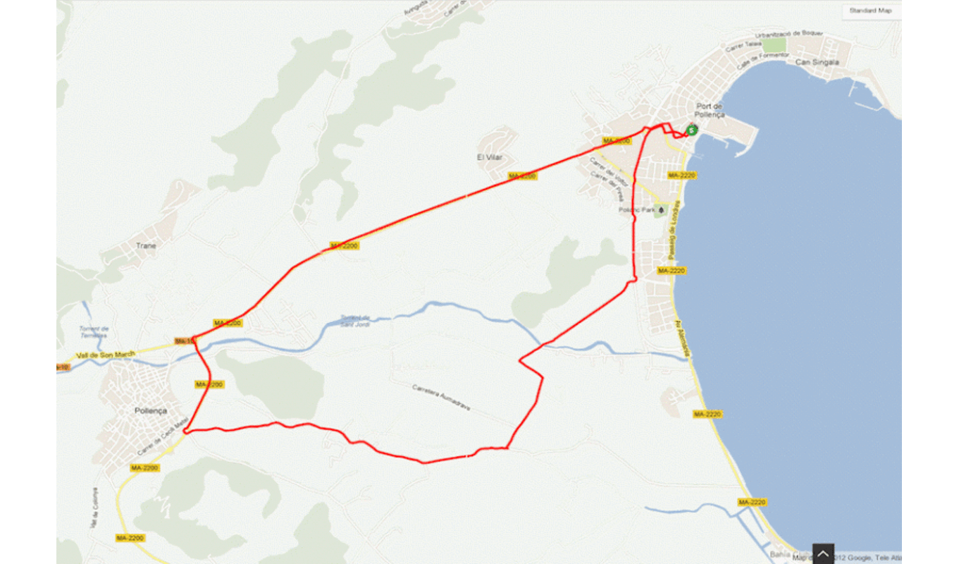 image of a map with a marked route