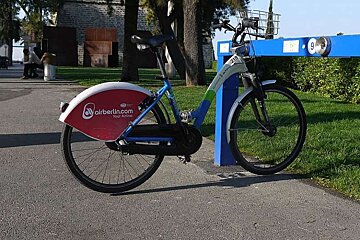 a photo of a bicycle in a bike stand