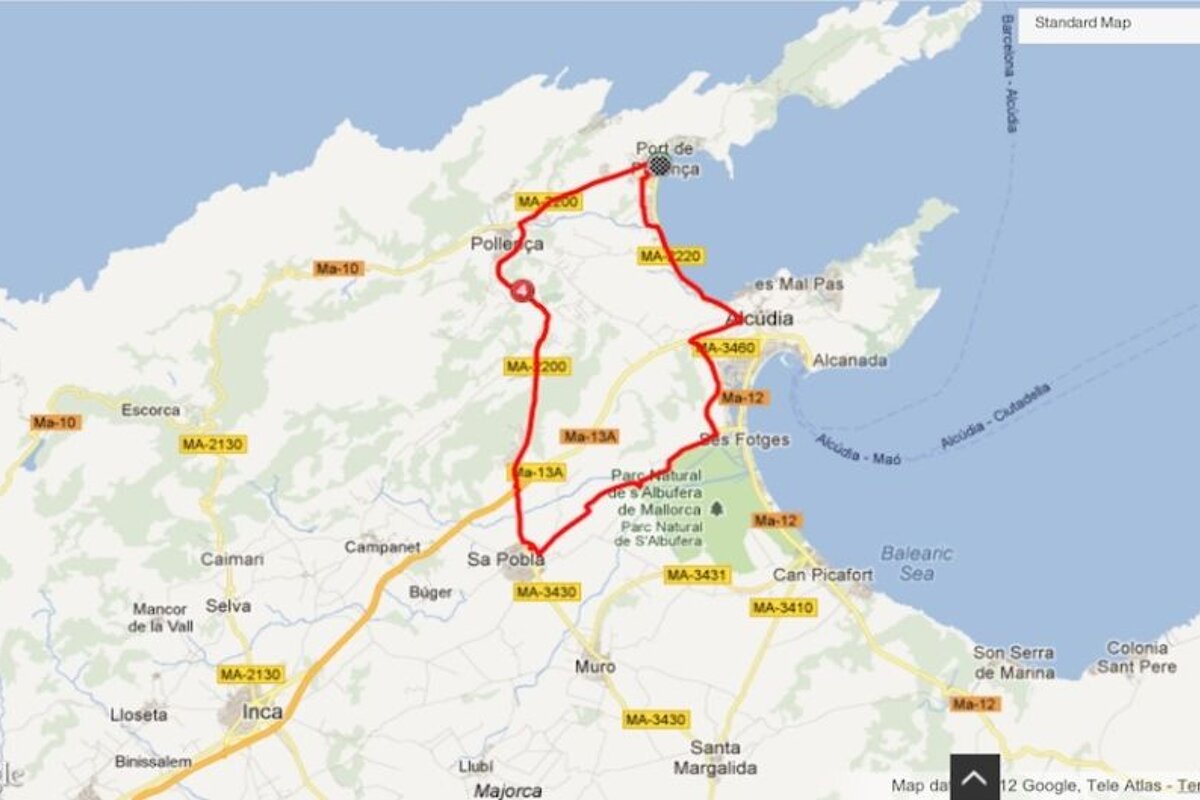 image of a map with a marked route