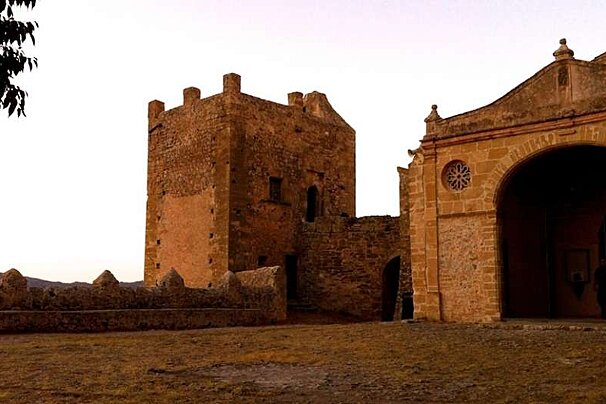 image of a stone building at dusk