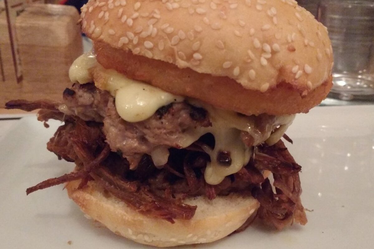 a gooey looking burger