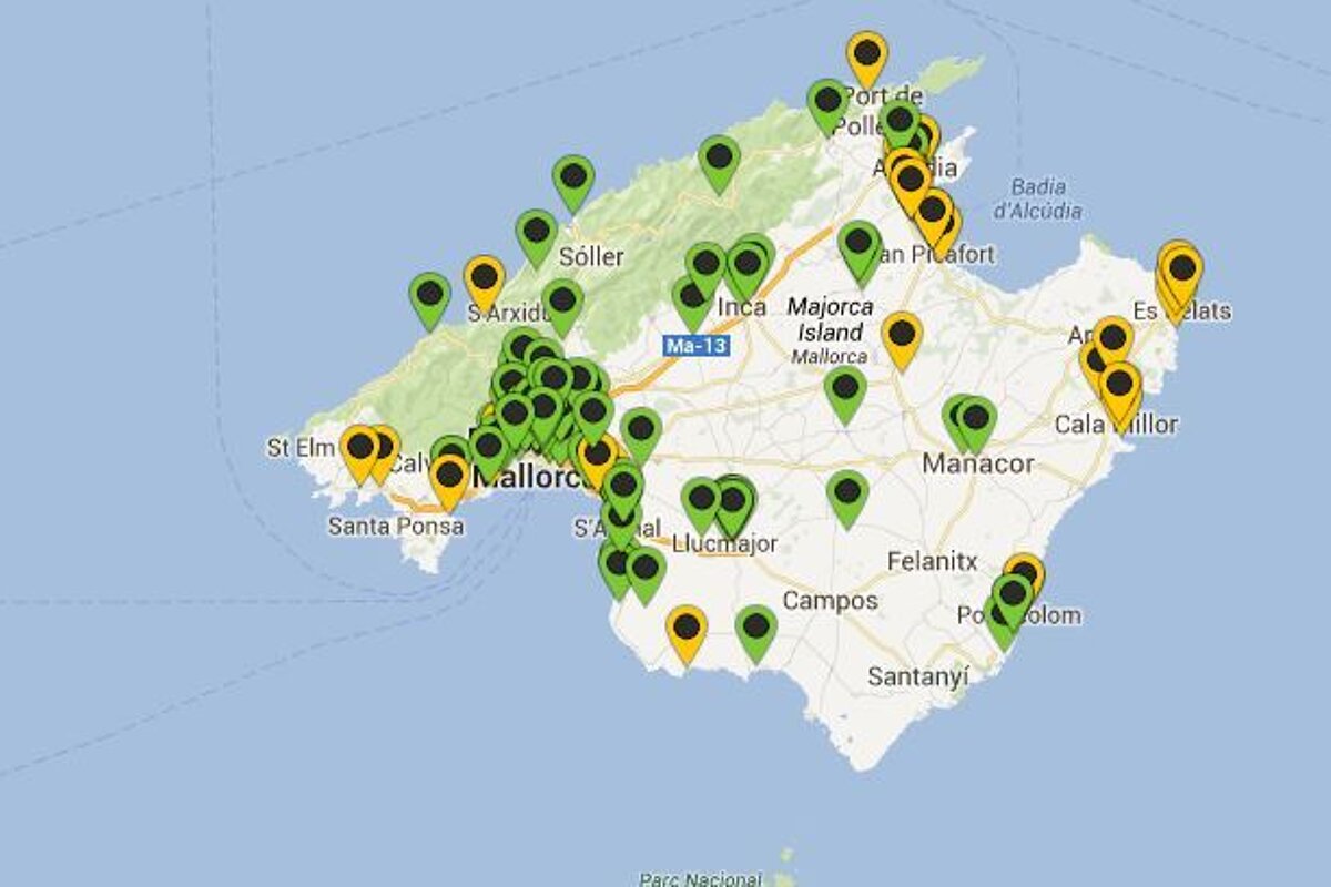 Map of Mallorca Wifi Hotspots