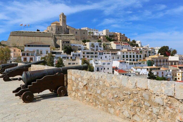 Ibiza old town fort and cannoons