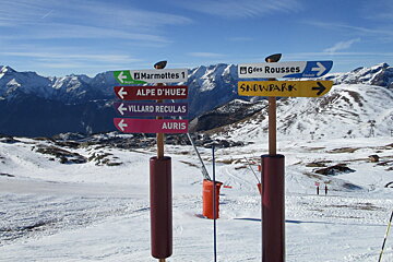 sign posts on the pistes