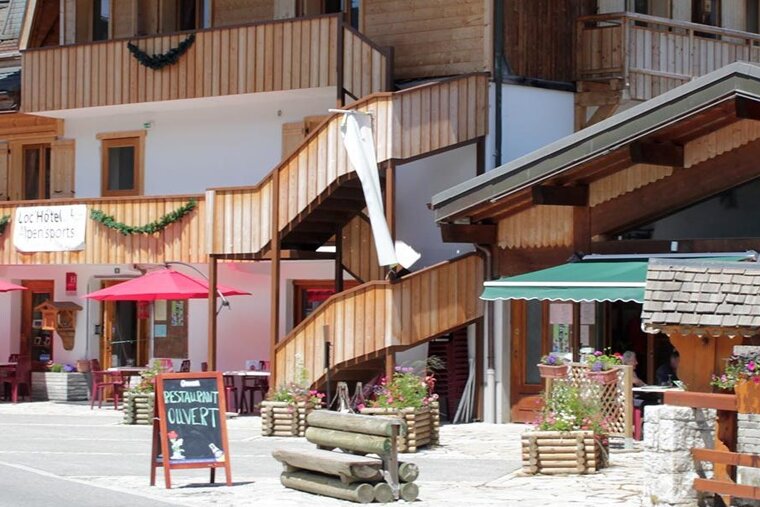 the exterior of a hotel in les gets