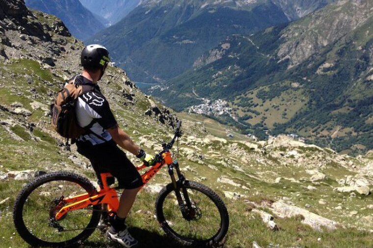 a mountain biker admiring the view