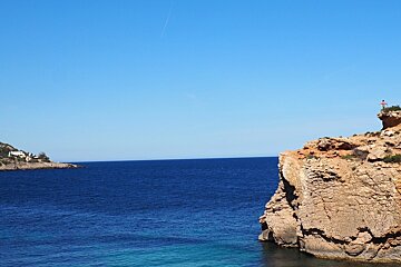 cliff edges at Platya S'Estanyol in east ibiza