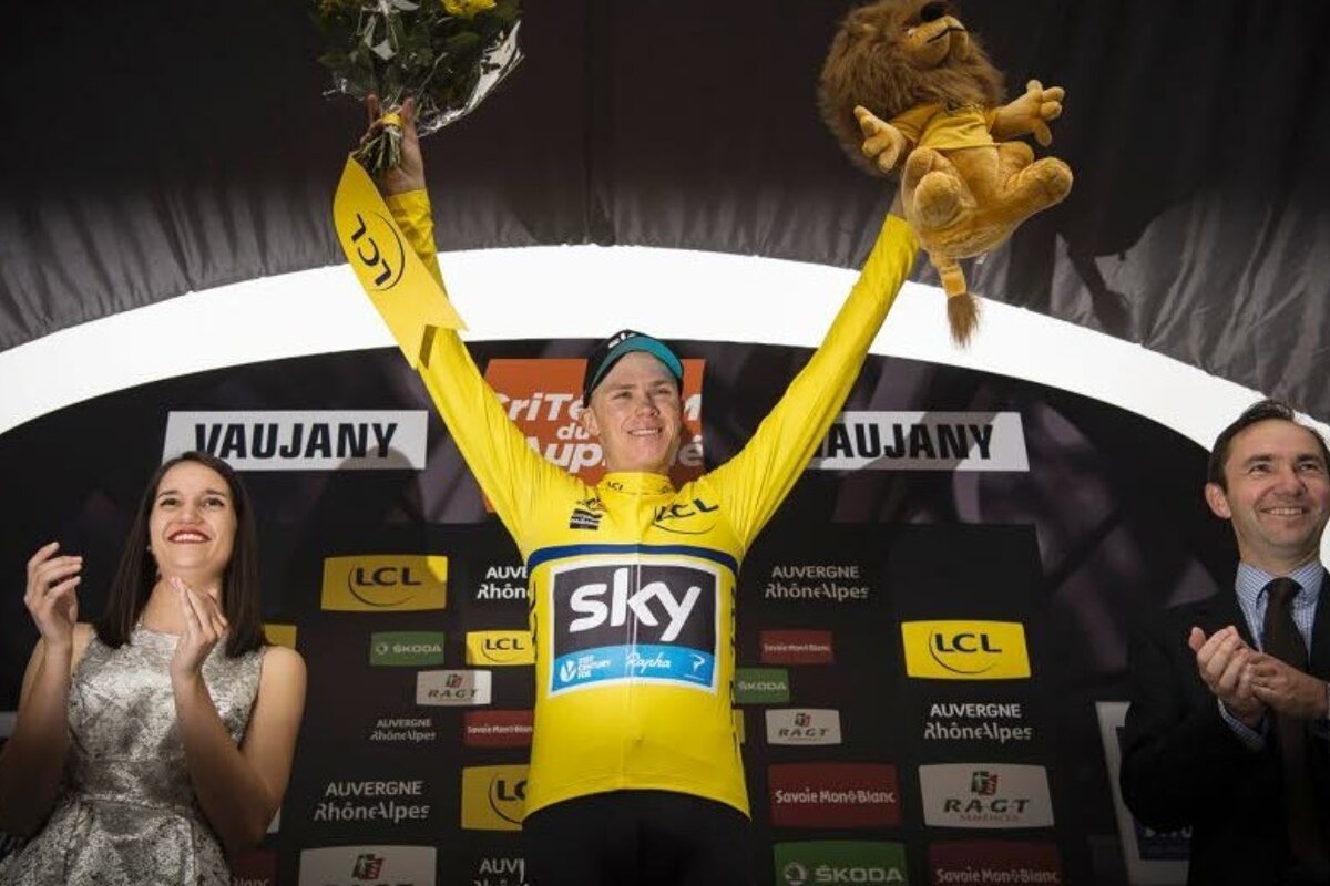 a cyclist on the podium