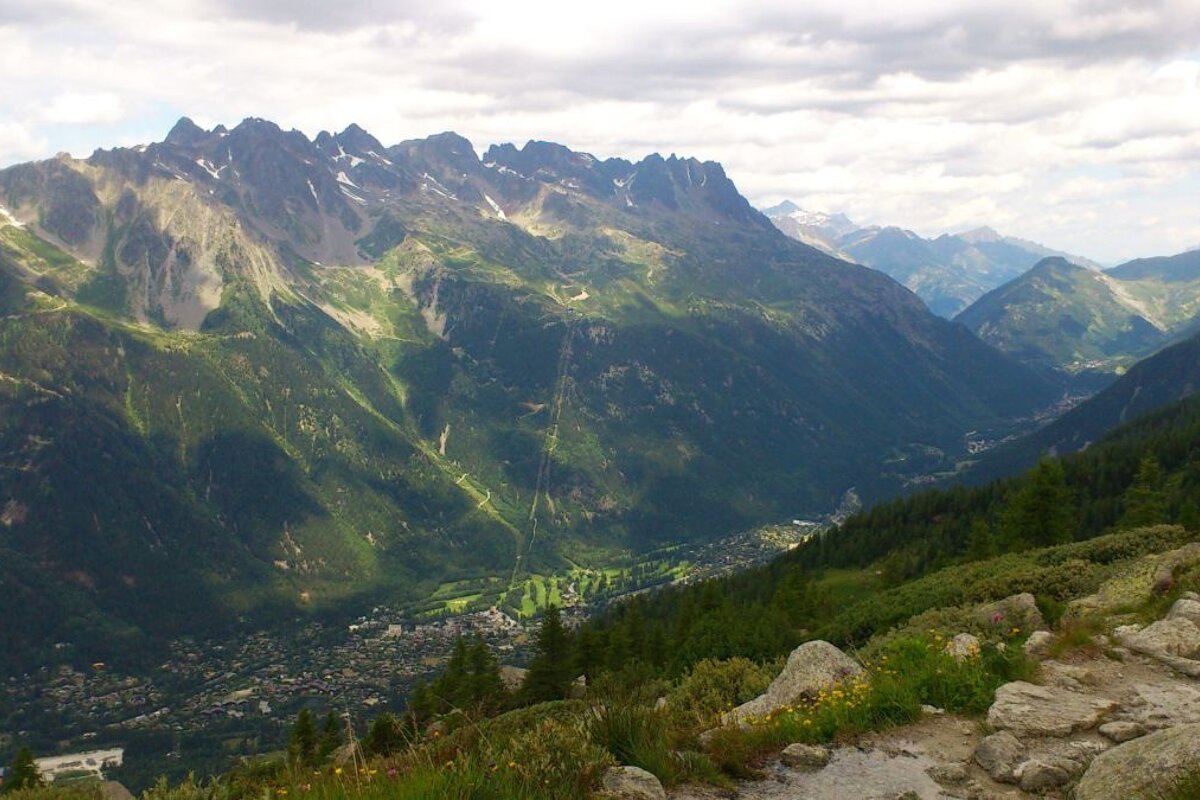 Panoramic view from a Chamonix hiking trail