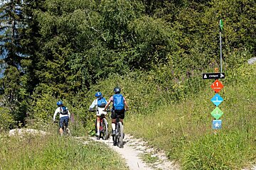 Green mountain biking trail in Courchevel