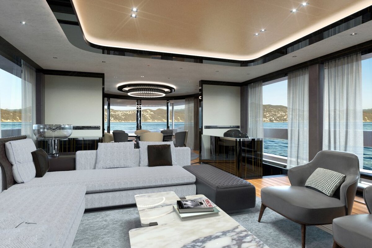 the interior of the superyacht GT115