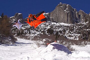 two wingsuit pilots in chamonix