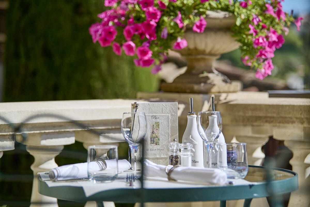 A table with a menu on it that says 