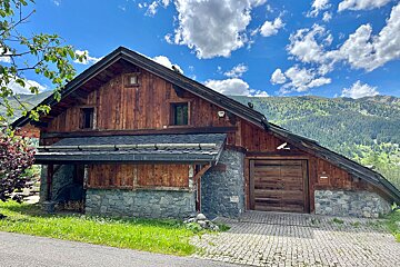 A wooden house with a roof that has a camera on it