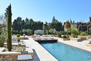 an outdoor swimming pool