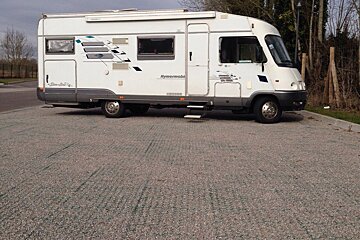 a motorhome parked in a layby
