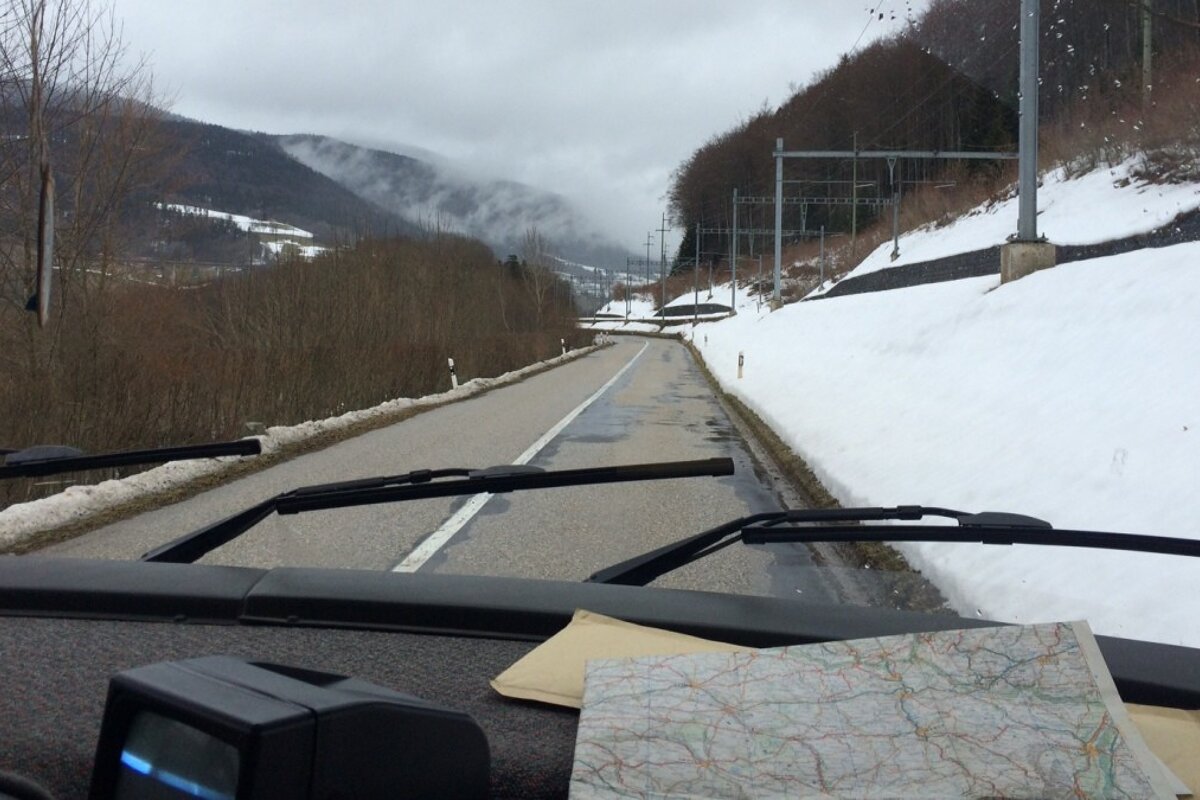 a map on the dashboard of a motorhome